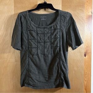 Talbots Women’s Cotton Blouse with front design - Size Small Hunter Green